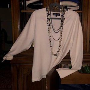 White V Neck Spring Sweater